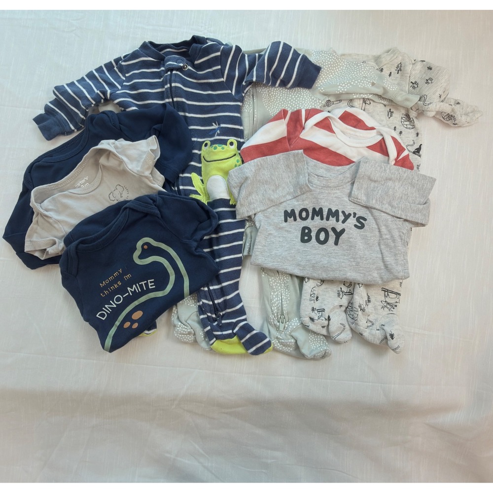 Carter's Bodysuit Sleeper Lot Kids 3M Multicolor Excellent Dino Frog 8pc